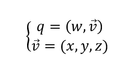 Quaternion as a pair of a number and a vector
